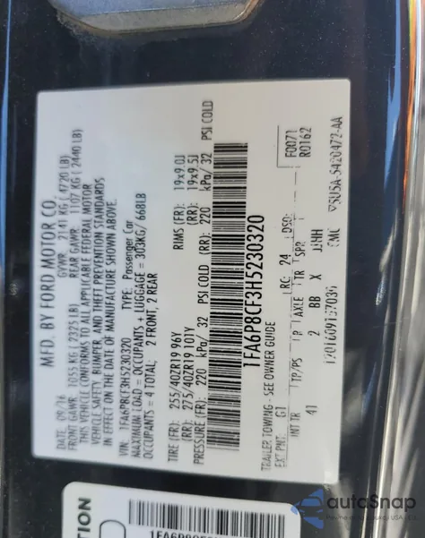 2017 Ford Mustang Gt из США, поврежденный, VIN 1FA6P8CF3H5230320